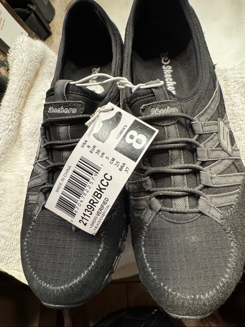 Skechers Women's Slip-On Knit Walking Sneakers in Charcoal